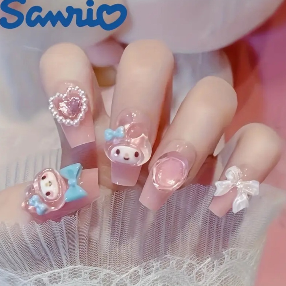 NWOT - 24pc Sanrio Press-On Nails – My Melody Pink Bows & 3D Charms
